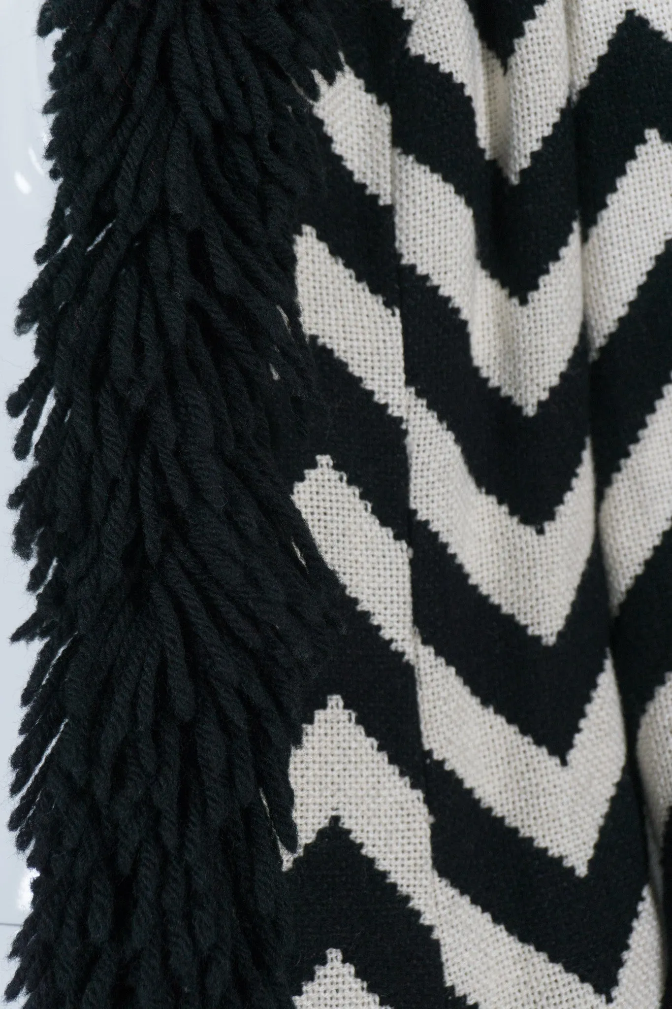 Chevron Stripe Fringe Coat