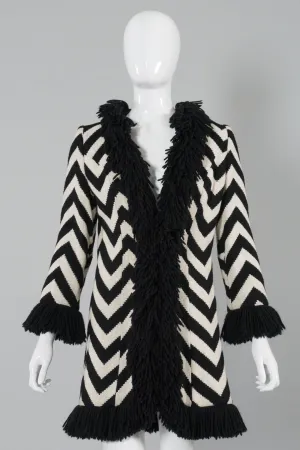 Chevron Stripe Fringe Coat
