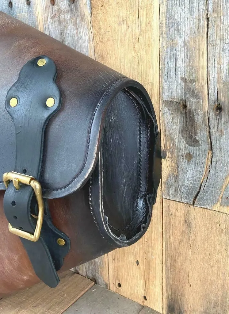 Chopper Bobber Harley Softail Antique Brown Distressed Leather Saddle Bag Custom