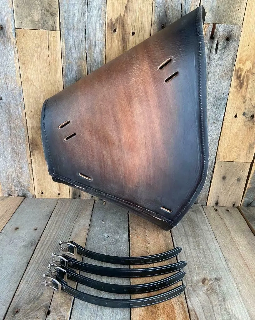 Chopper Bobber Harley Softail Antique Brown Distressed Leather Saddle Bag Custom