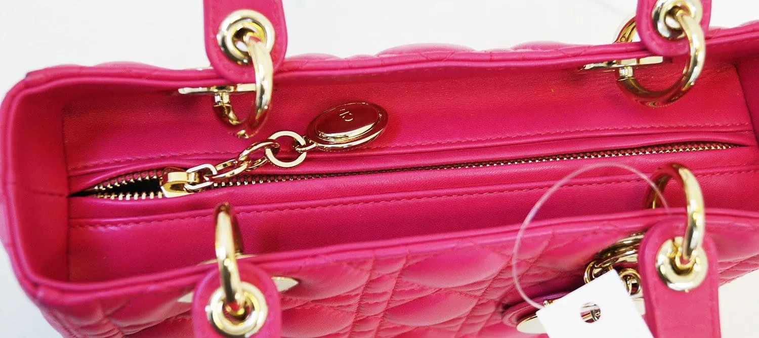 CHRISTIAN DIOR Bag - Cannage Pink Lambskin Lady Dior Bag