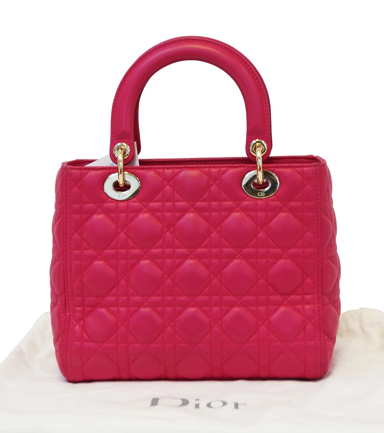 CHRISTIAN DIOR Bag - Cannage Pink Lambskin Lady Dior Bag