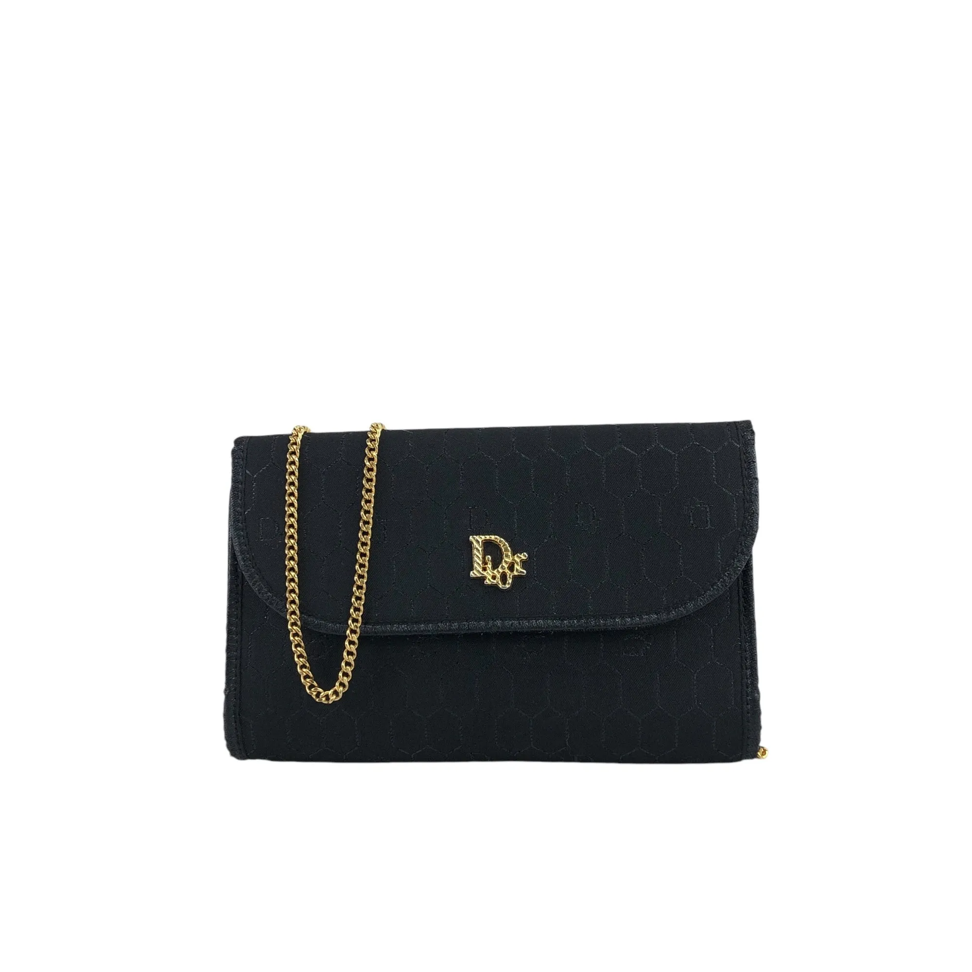 Christian Dior Honeycomb Pattern Chain Shoulder bag Black Vintage 7gcwcg