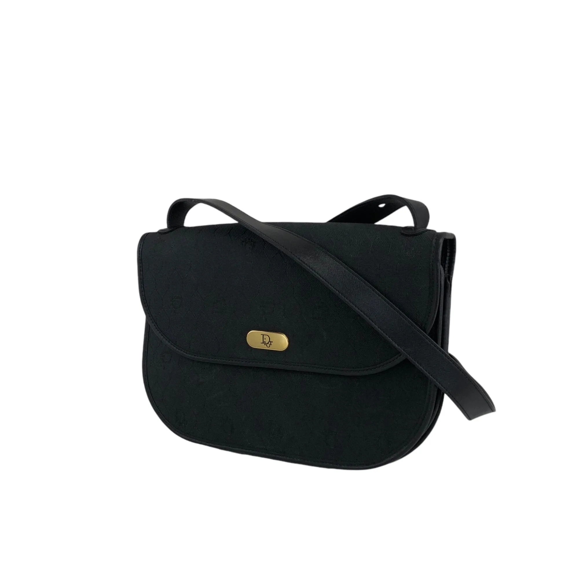 Christian Dior Honeycomb Pattern Logo Shoulder bag Black Vintage 5dub73