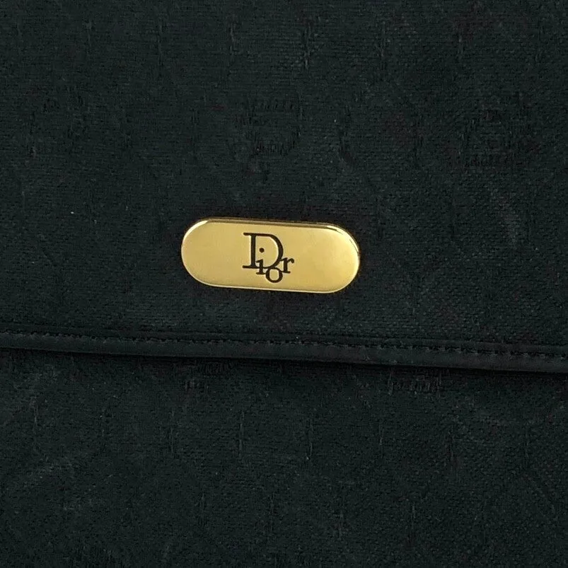 Christian Dior Honeycomb Pattern Logo Shoulder bag Black Vintage 5dub73