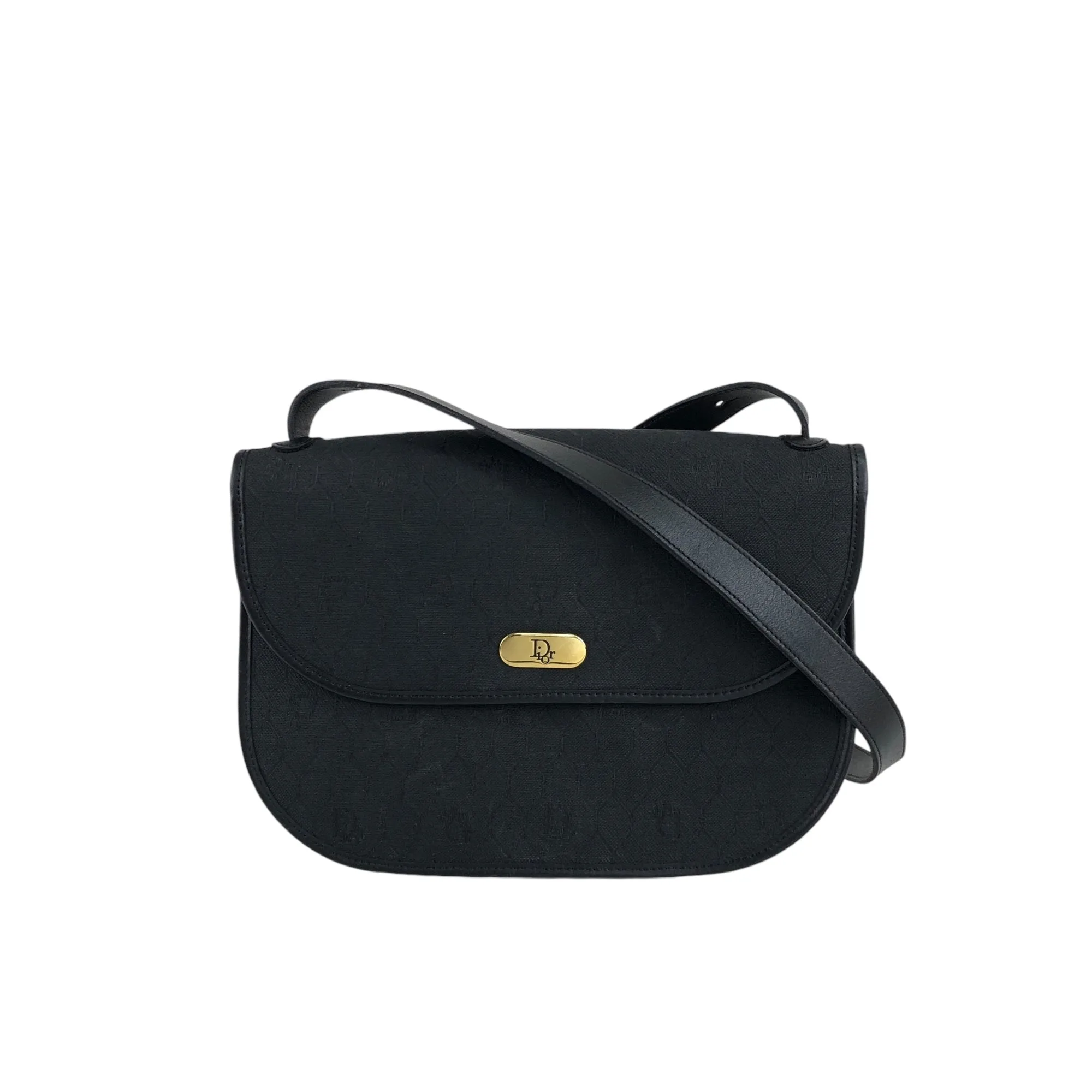 Christian Dior Honeycomb Pattern Logo Shoulder bag Black Vintage 5dub73