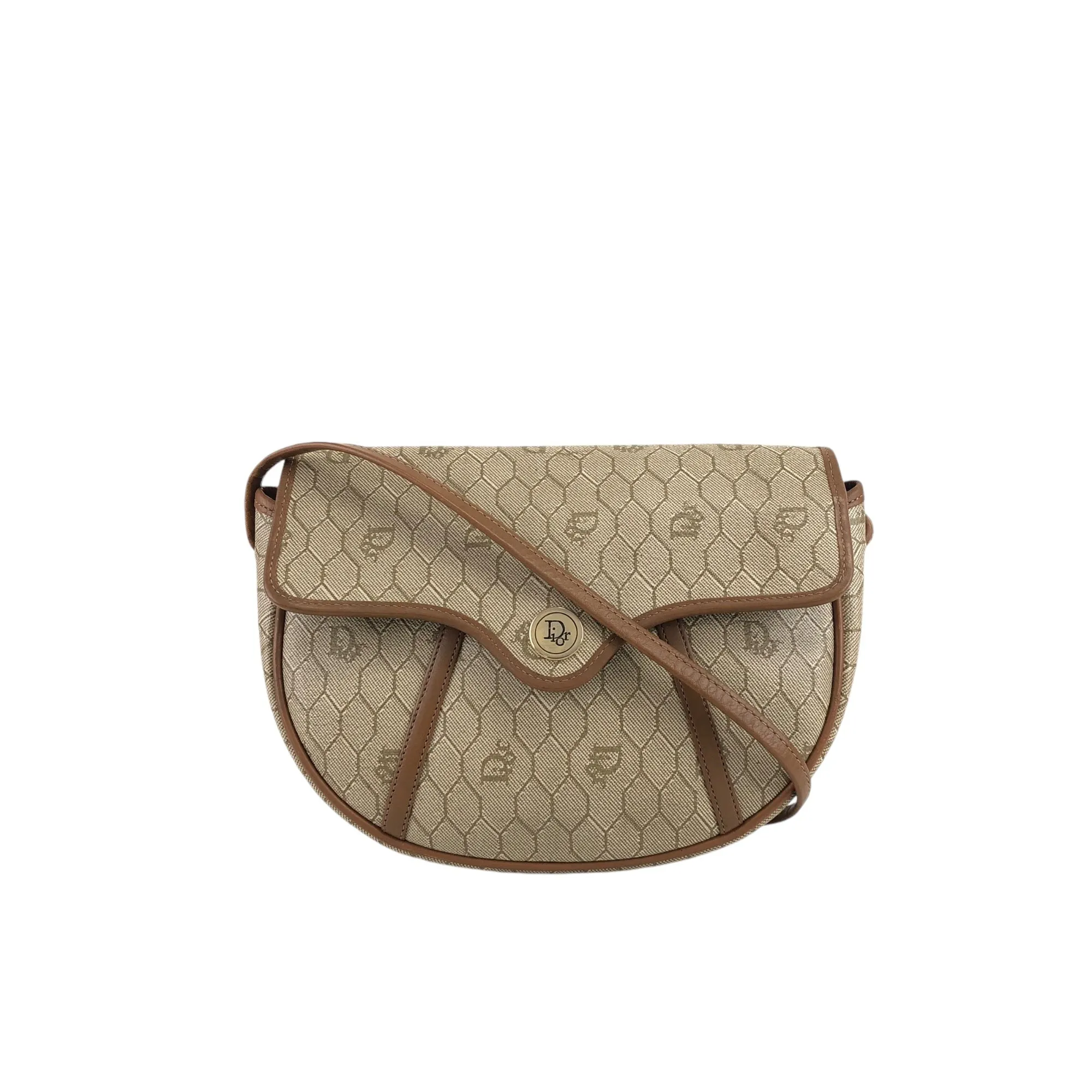 Christian Dior Honeycomb Pattern Shoulder bag Beige Vintage mbvw4t