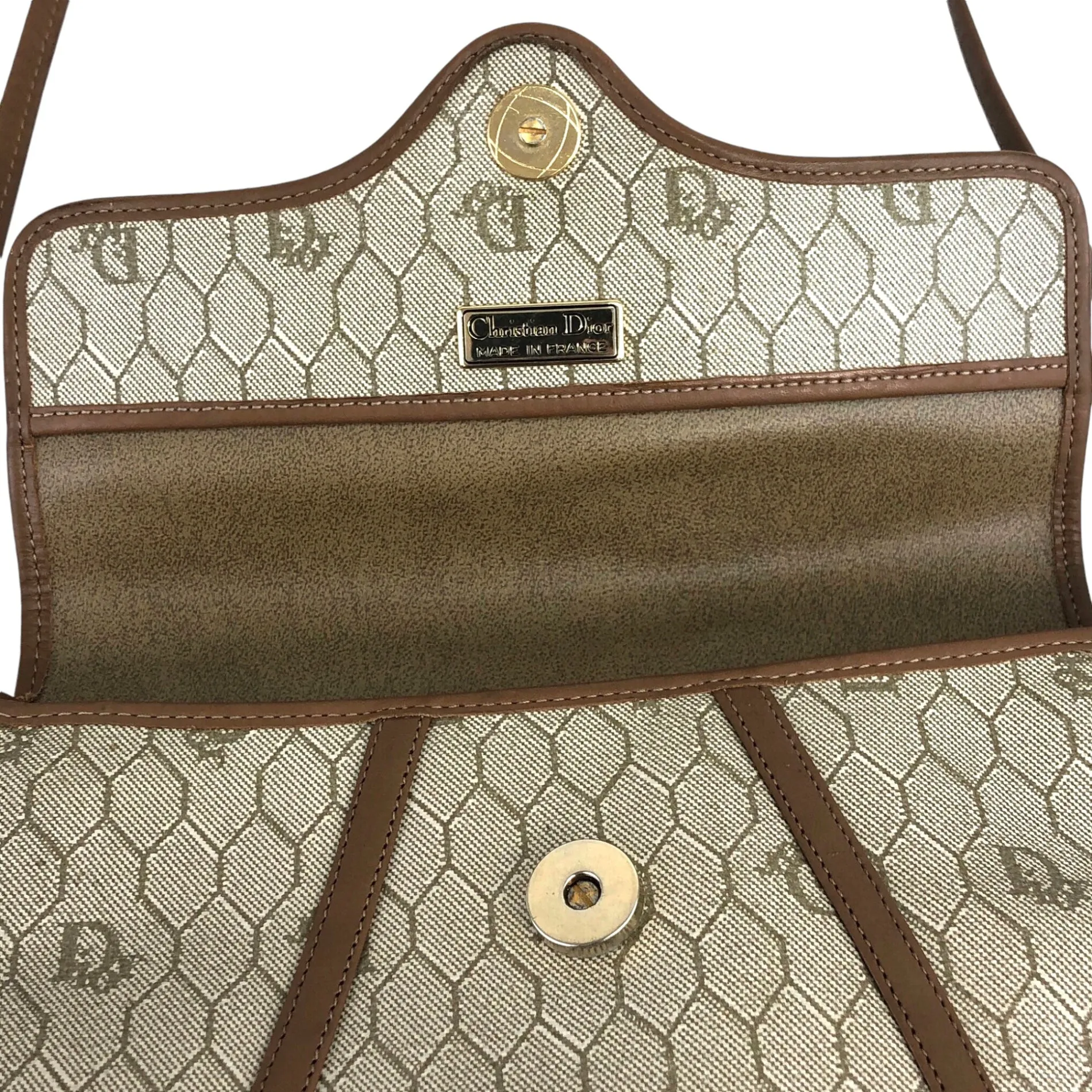 Christian Dior Honeycomb Pattern Shoulder bag Beige Vintage mbvw4t