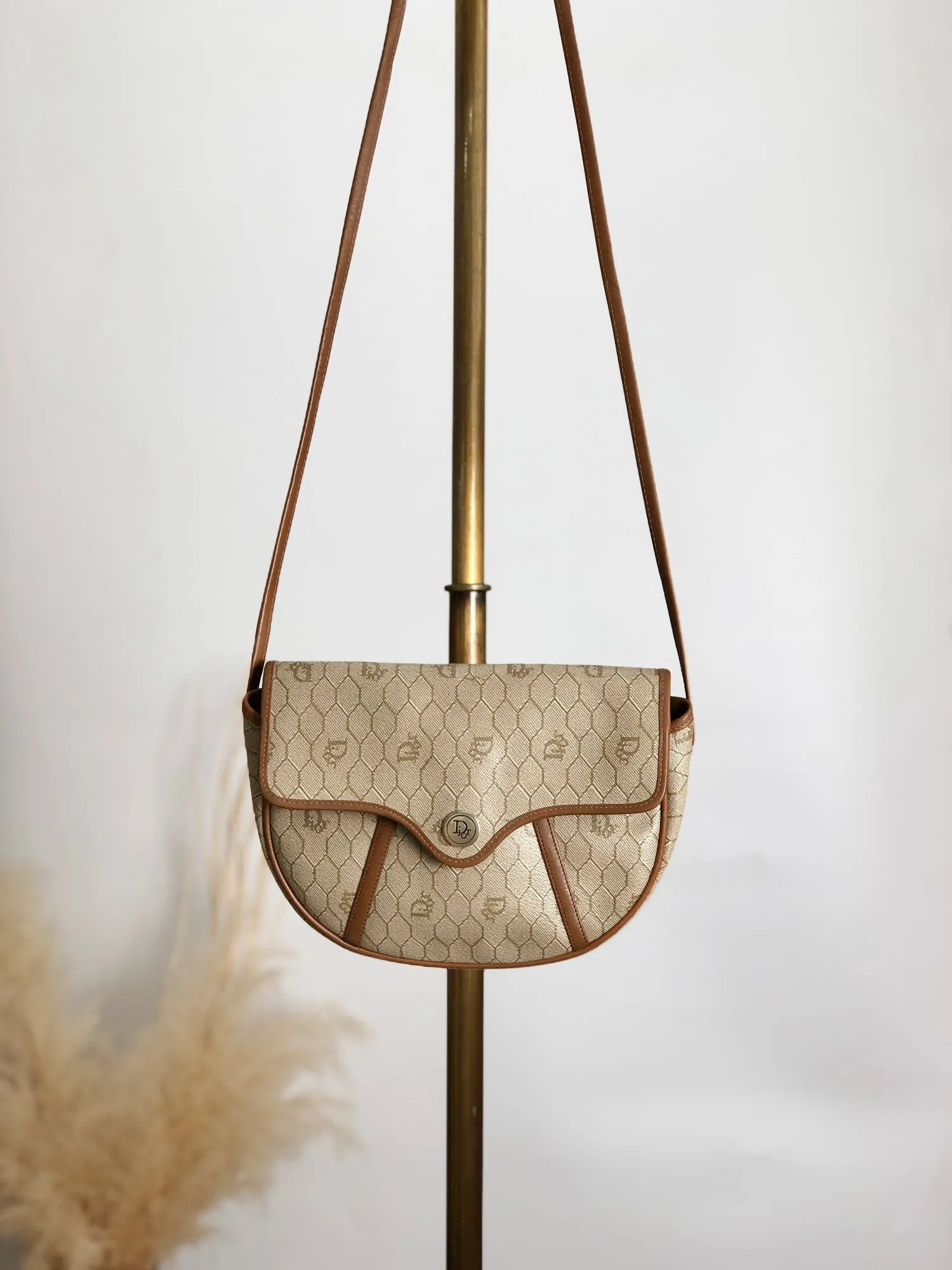 Christian Dior Honeycomb Pattern Shoulder bag Beige Vintage mbvw4t