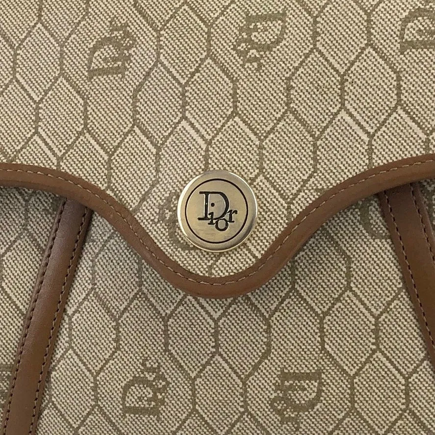Christian Dior Honeycomb Pattern Shoulder bag Beige Vintage mbvw4t