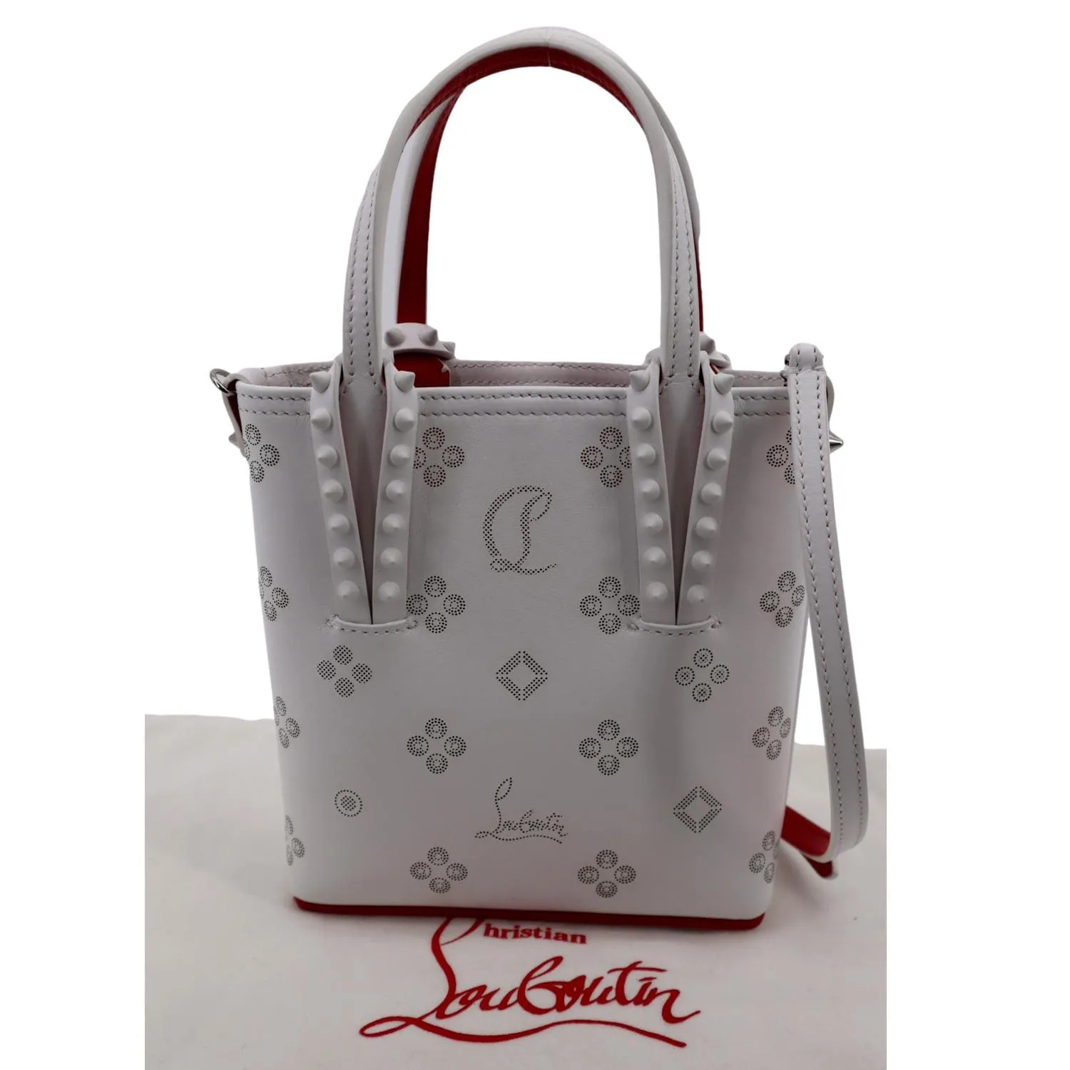 CHRISTIAN LOUBOUTIN Cabata Mini Leather Tote Bag White
