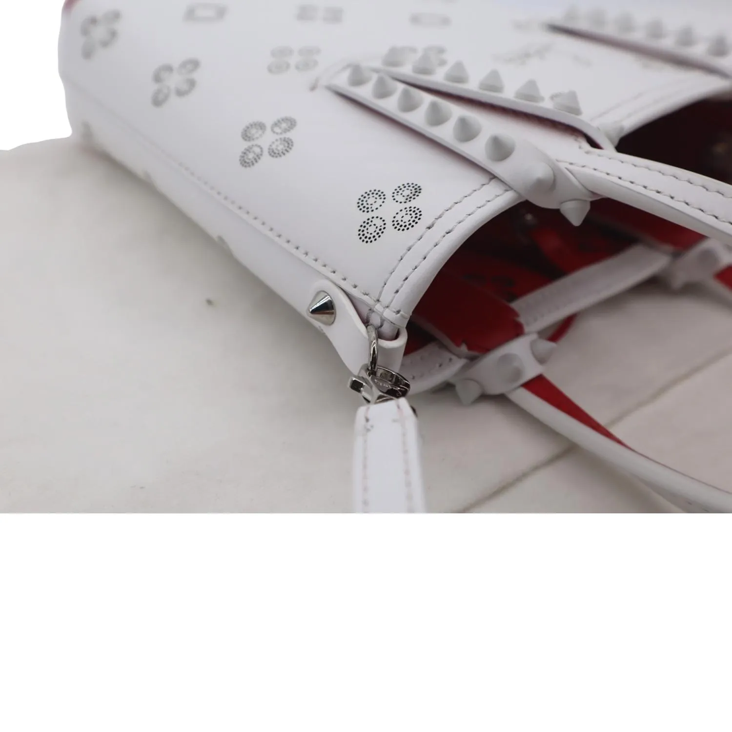 CHRISTIAN LOUBOUTIN Cabata Mini Leather Tote Bag White