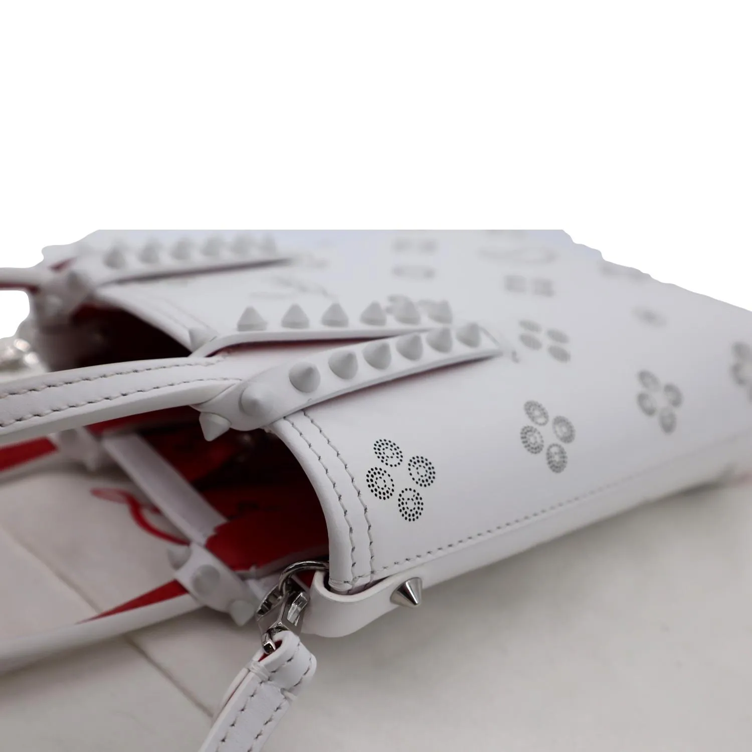 CHRISTIAN LOUBOUTIN Cabata Mini Leather Tote Bag White
