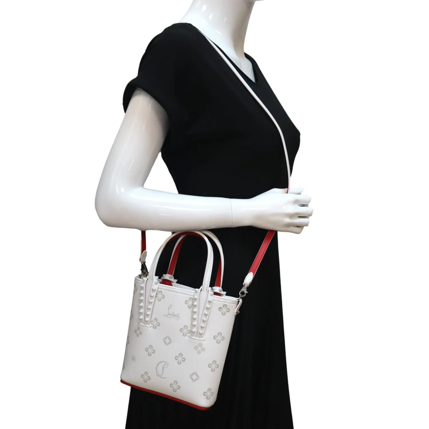 CHRISTIAN LOUBOUTIN Cabata Mini Leather Tote Bag White