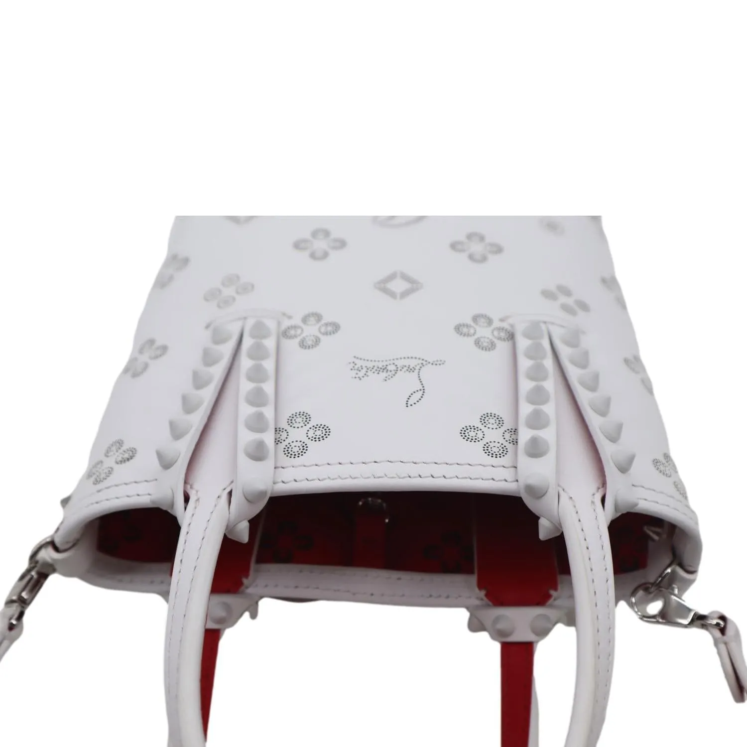 CHRISTIAN LOUBOUTIN Cabata Mini Leather Tote Bag White