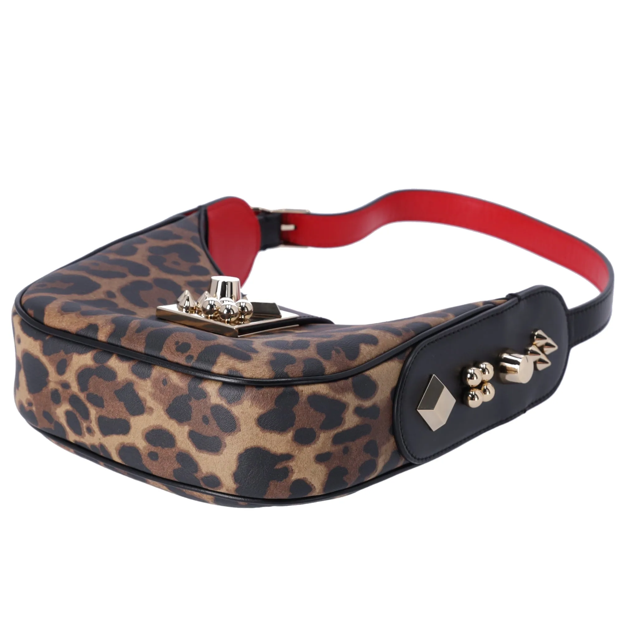 Christian Louboutin Carasky Mini Shoulder Bag Leopard Brown Black Leather