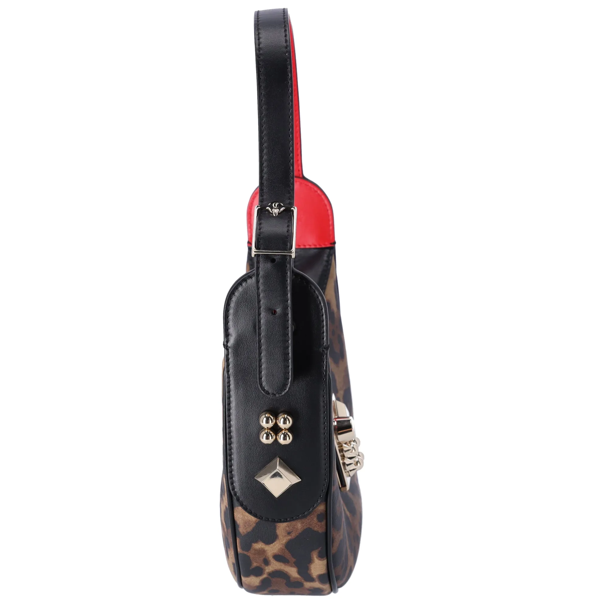 Christian Louboutin Carasky Mini Shoulder Bag Leopard Brown Black Leather