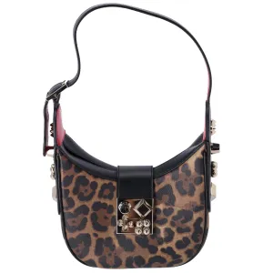 Christian Louboutin Carasky Mini Shoulder Bag Leopard Brown Black Leather