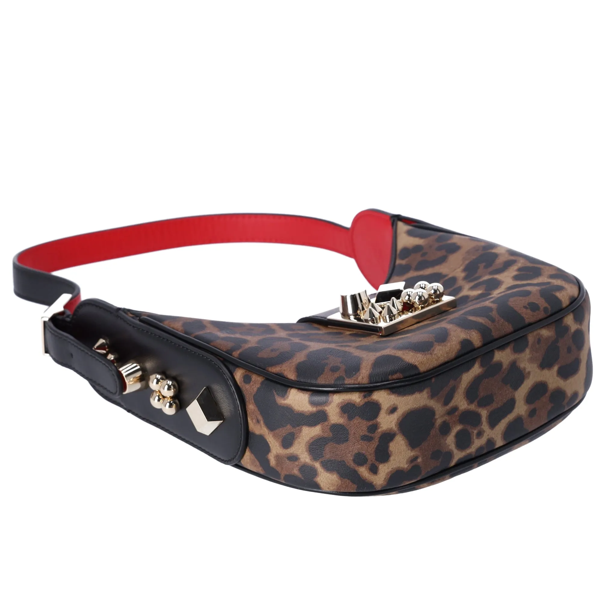 Christian Louboutin Carasky Mini Shoulder Bag Leopard Brown Black Leather