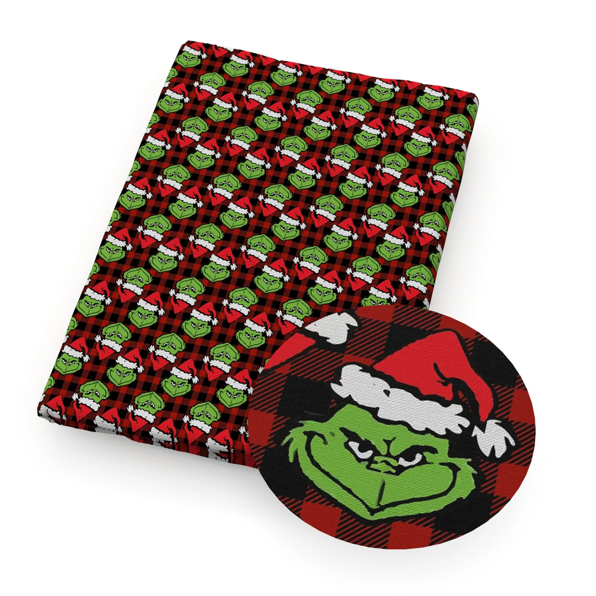 christmas plaid grid printed fabric