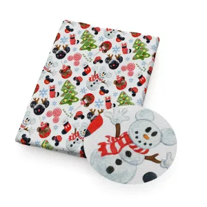 christmas stockings snowman snowflake snow printed fabric