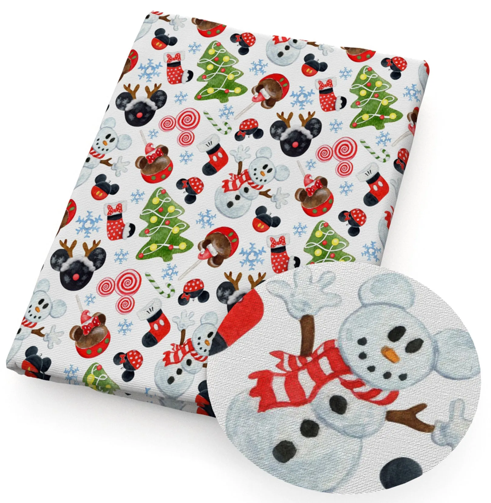 christmas stockings snowman snowflake snow printed fabric