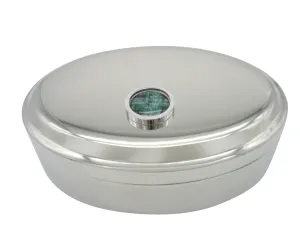 Circular Green Computer Circuit Board Design Pendant Oval Trinket Jewelry Box