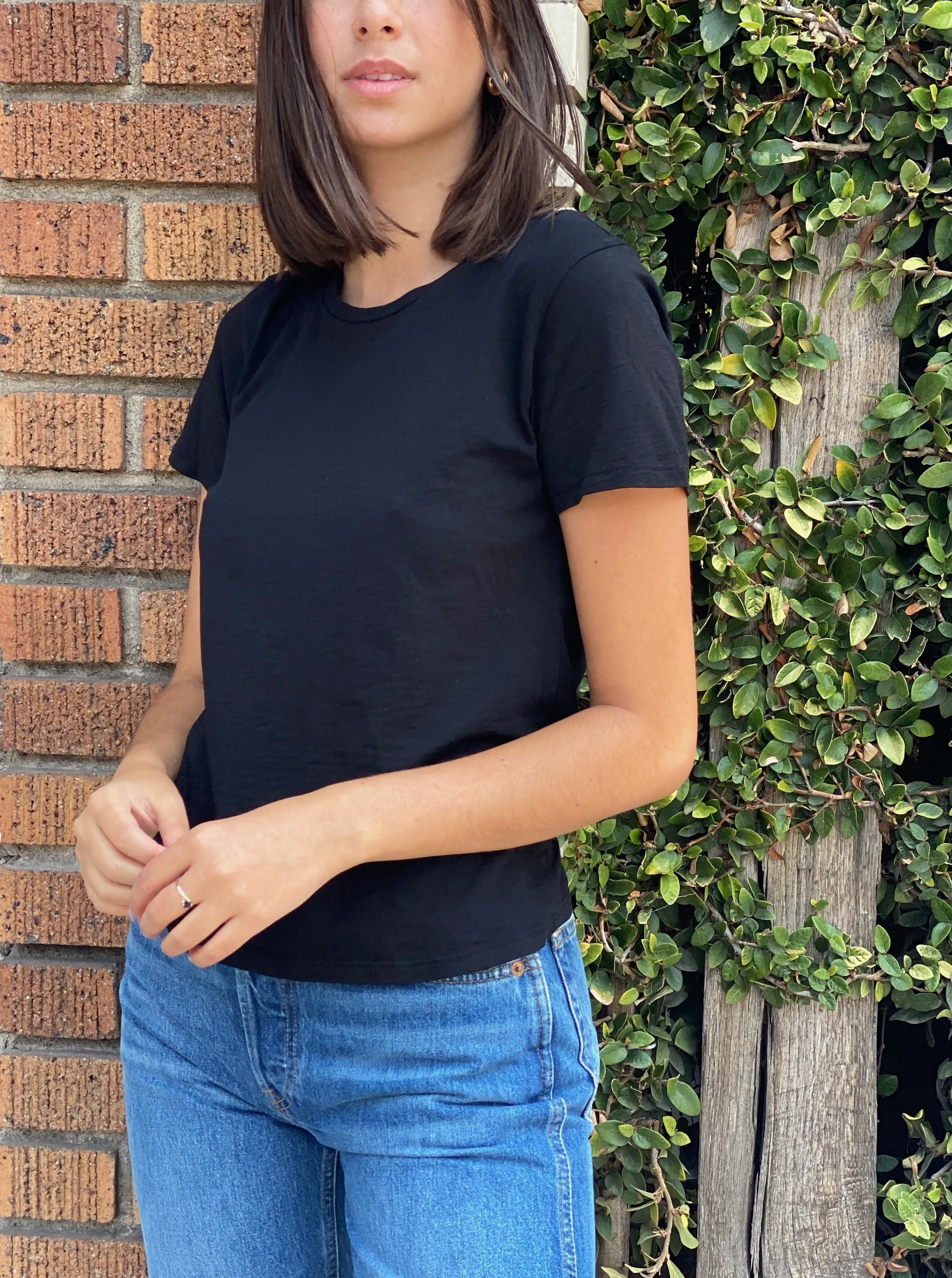 Classic Crewneck Tee in Supima Slub - Black