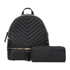 Classic Fashion 2-in-1 V-Stitching Backpack Set