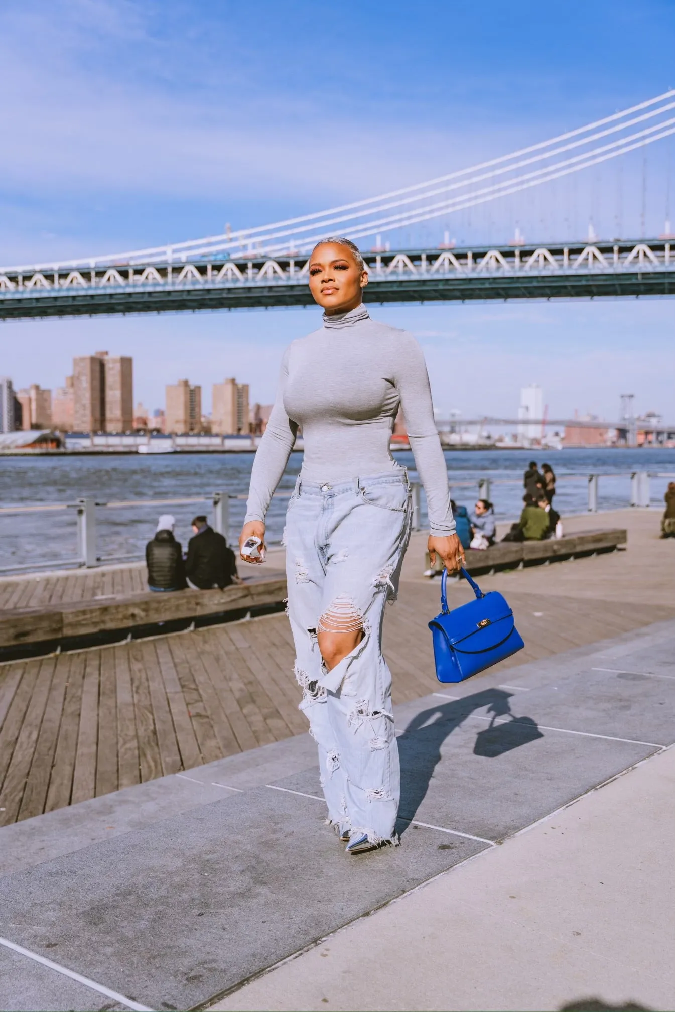 Classic New Yorker Bag in TriBeCa Blue - Gold Hardware - WAITLIST