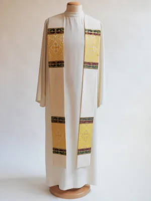Classic Three Brocade White Stole
