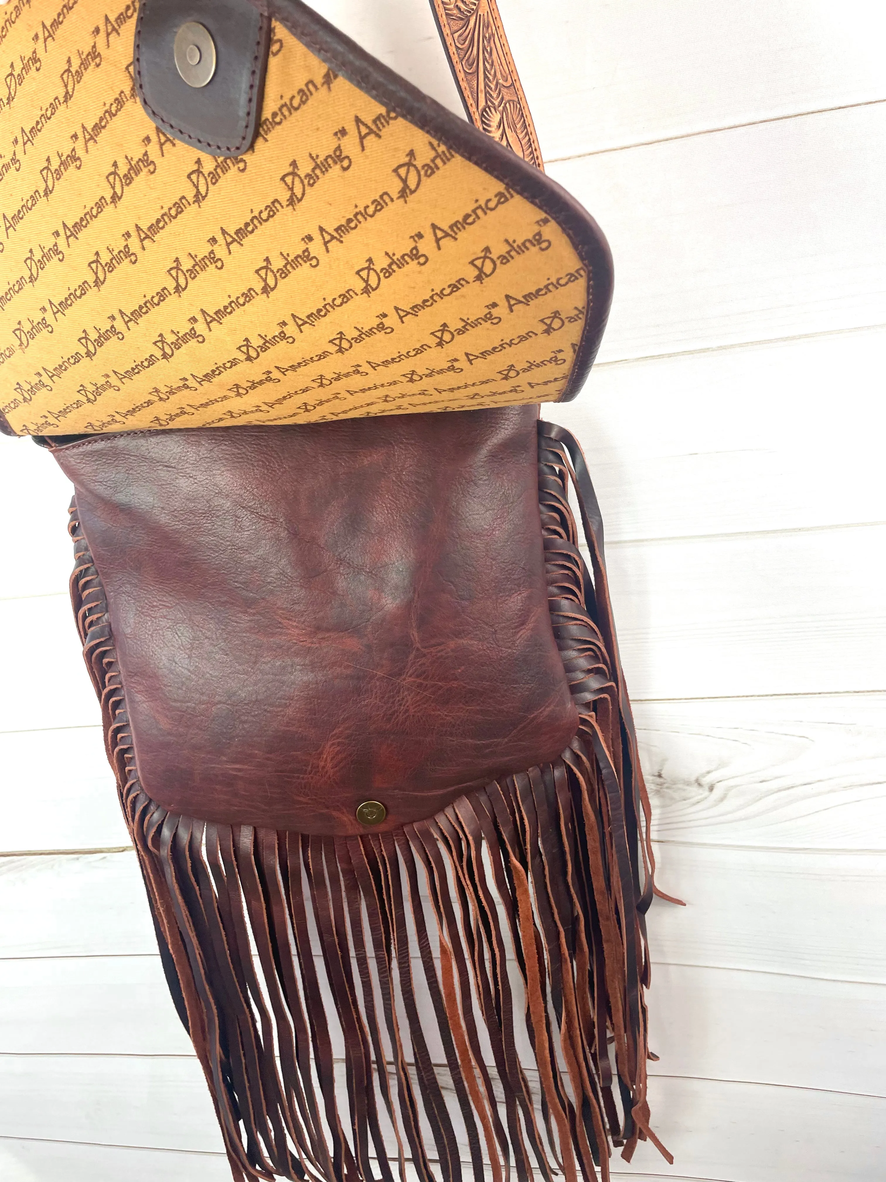 CLEARANCE! Sunset Diamond Wool Pattern Flap on Leather Crossbody Bag