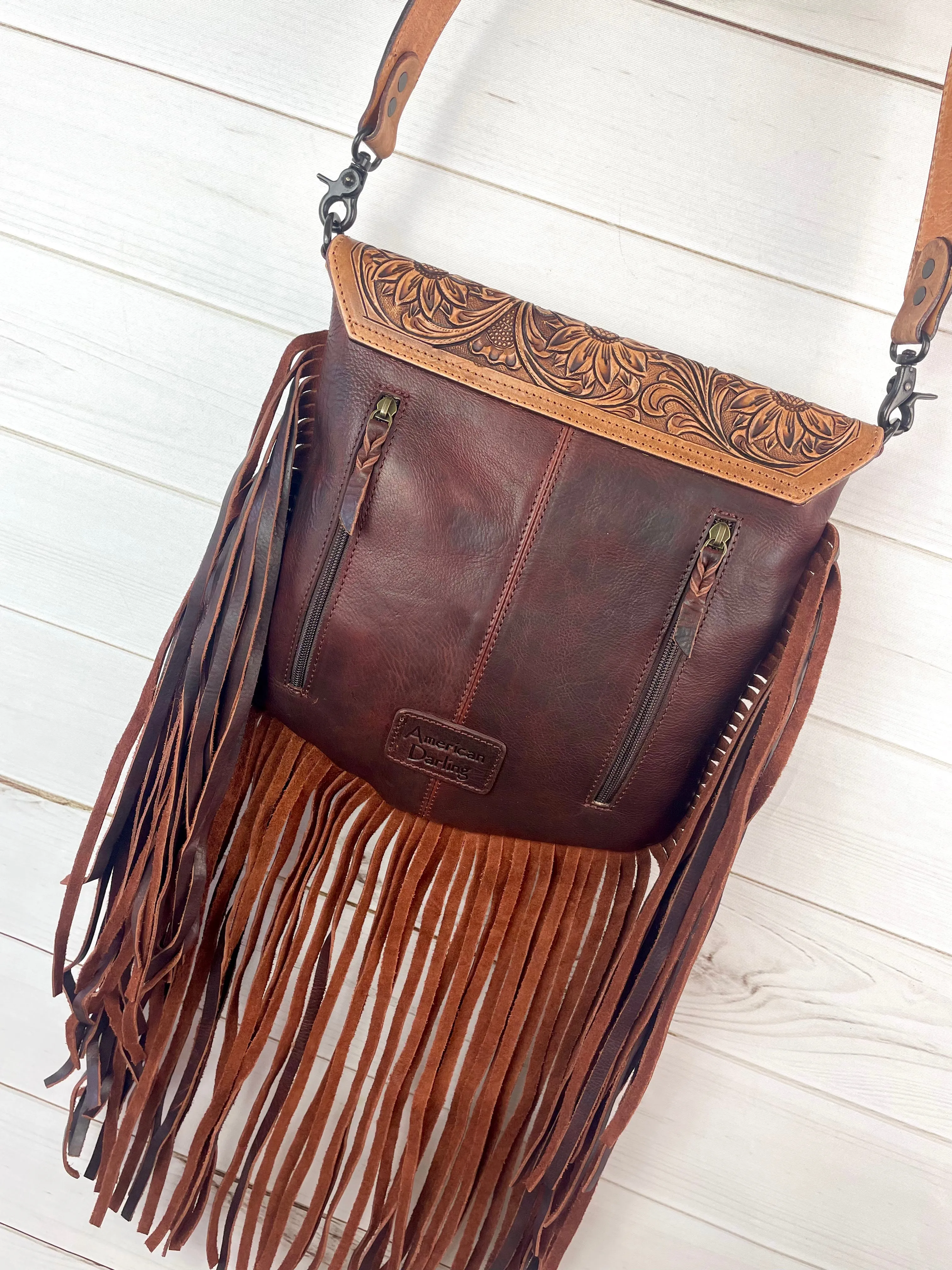 CLEARANCE! Sunset Diamond Wool Pattern Flap on Leather Crossbody Bag