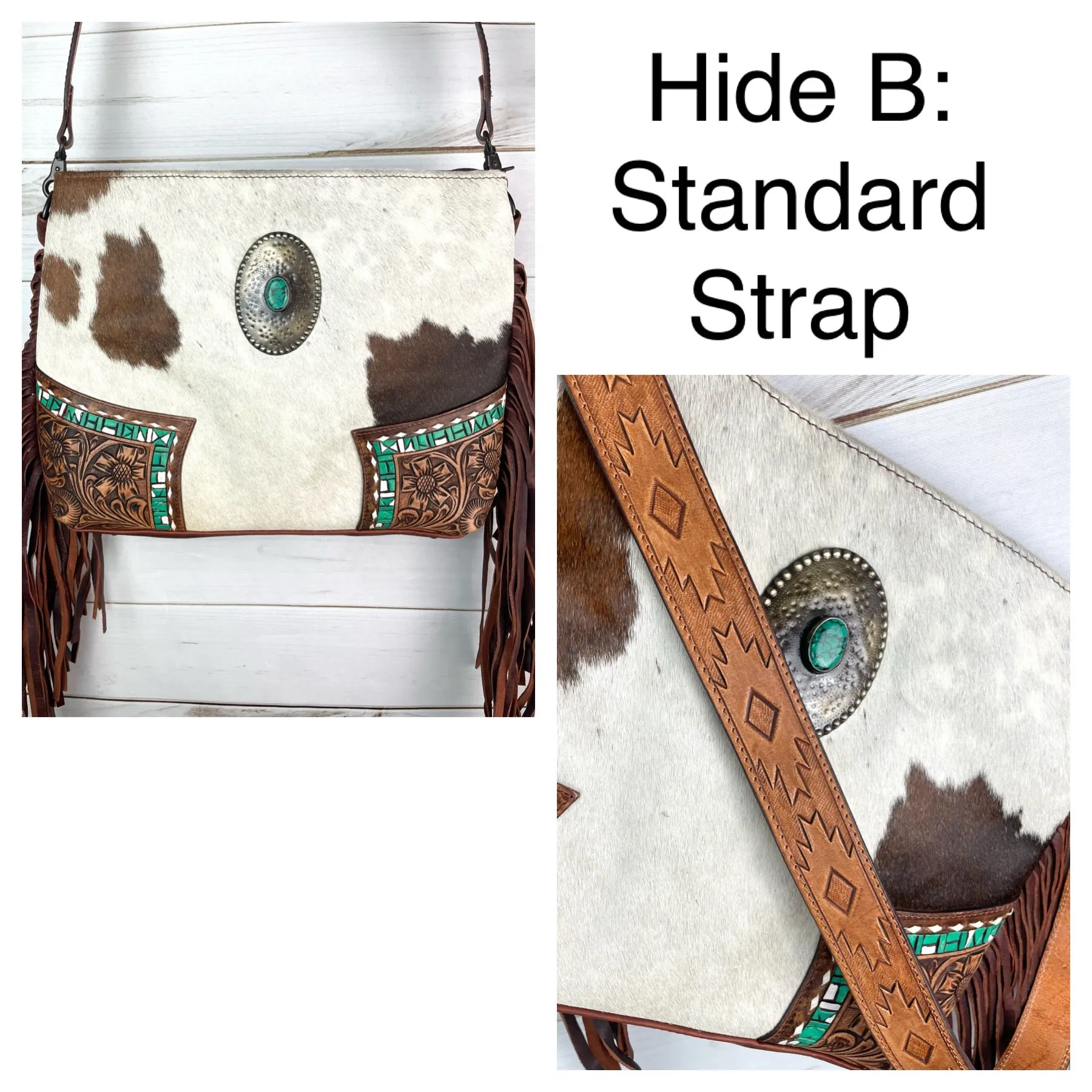 CLEARANCE! Vintage Concho Hide & Leather Tooled Handbag