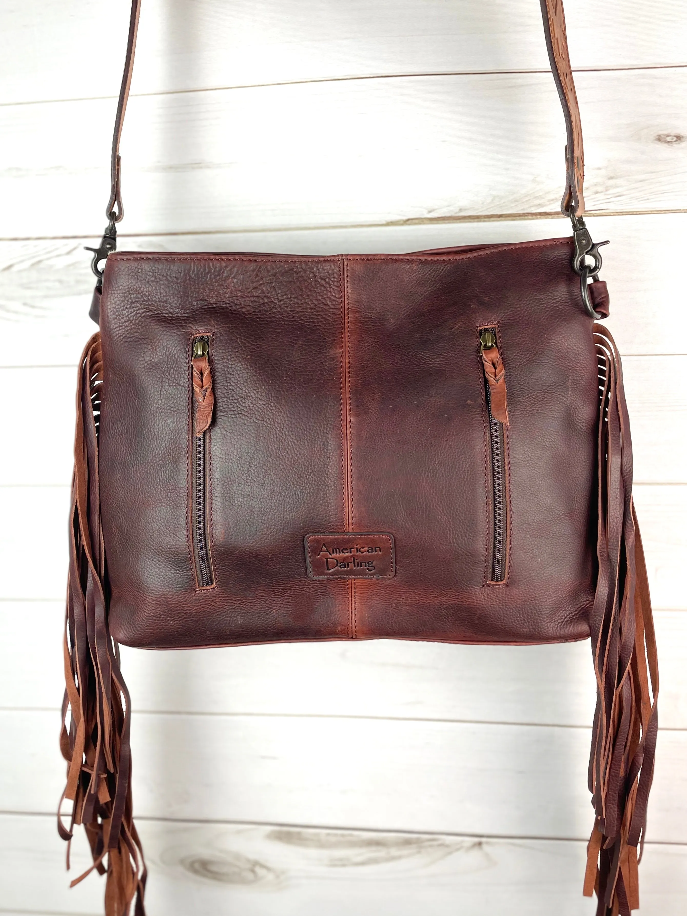 CLEARANCE! Vintage Concho Hide & Leather Tooled Handbag