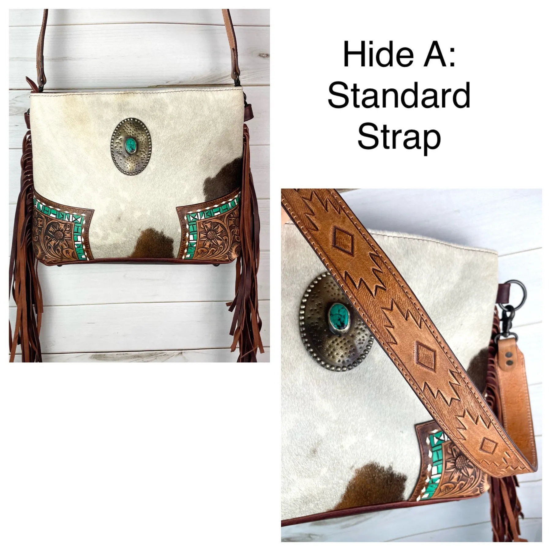 CLEARANCE! Vintage Concho Hide & Leather Tooled Handbag