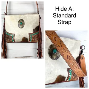 CLEARANCE! Vintage Concho Hide & Leather Tooled Handbag