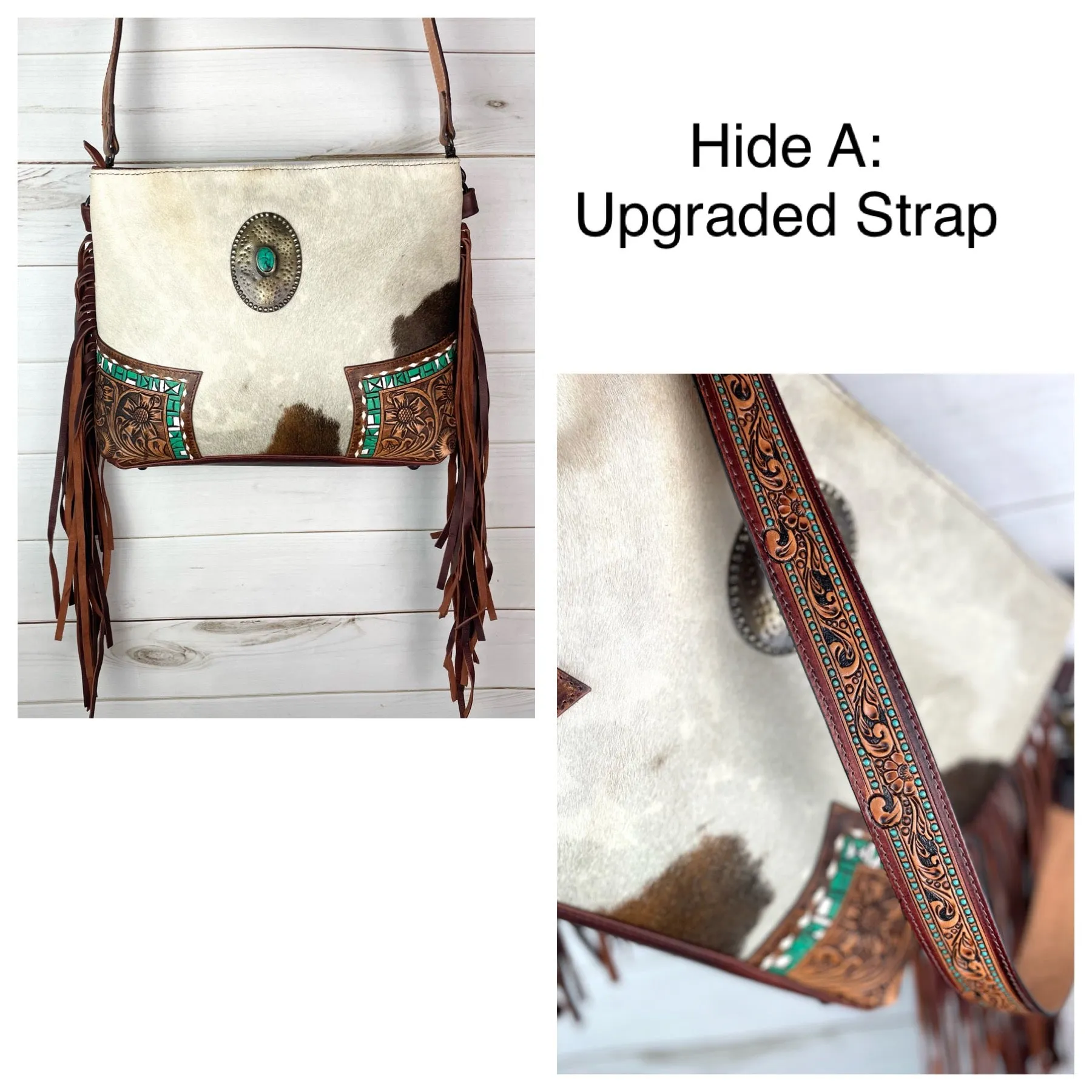 CLEARANCE! Vintage Concho Hide & Leather Tooled Handbag