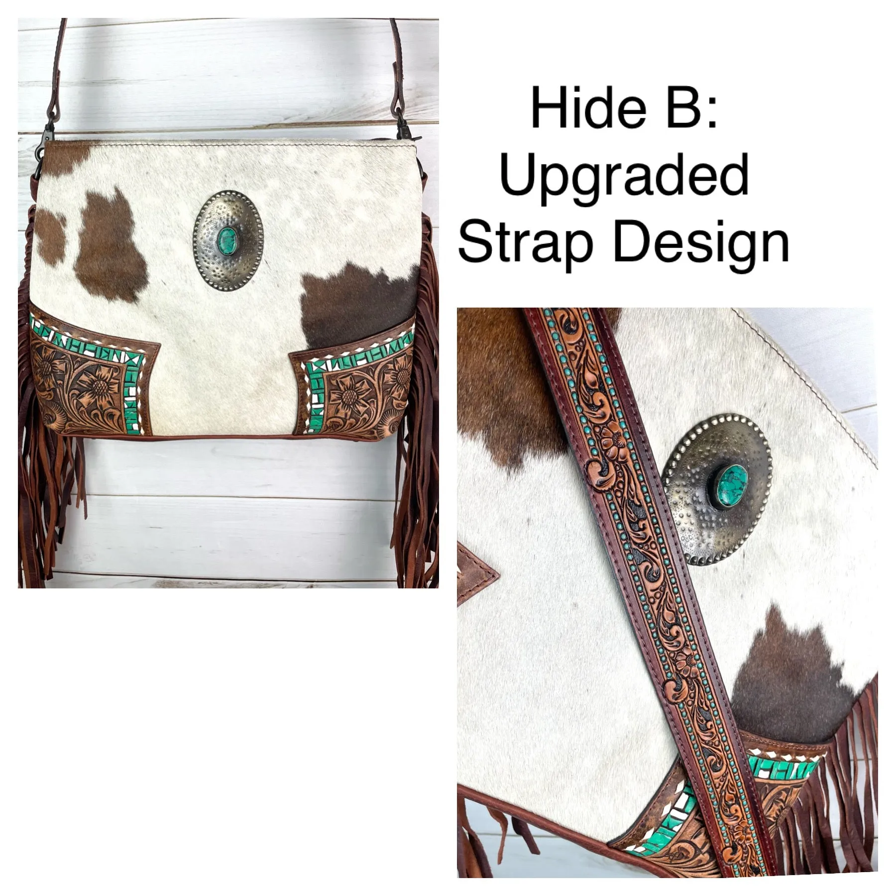 CLEARANCE! Vintage Concho Hide & Leather Tooled Handbag