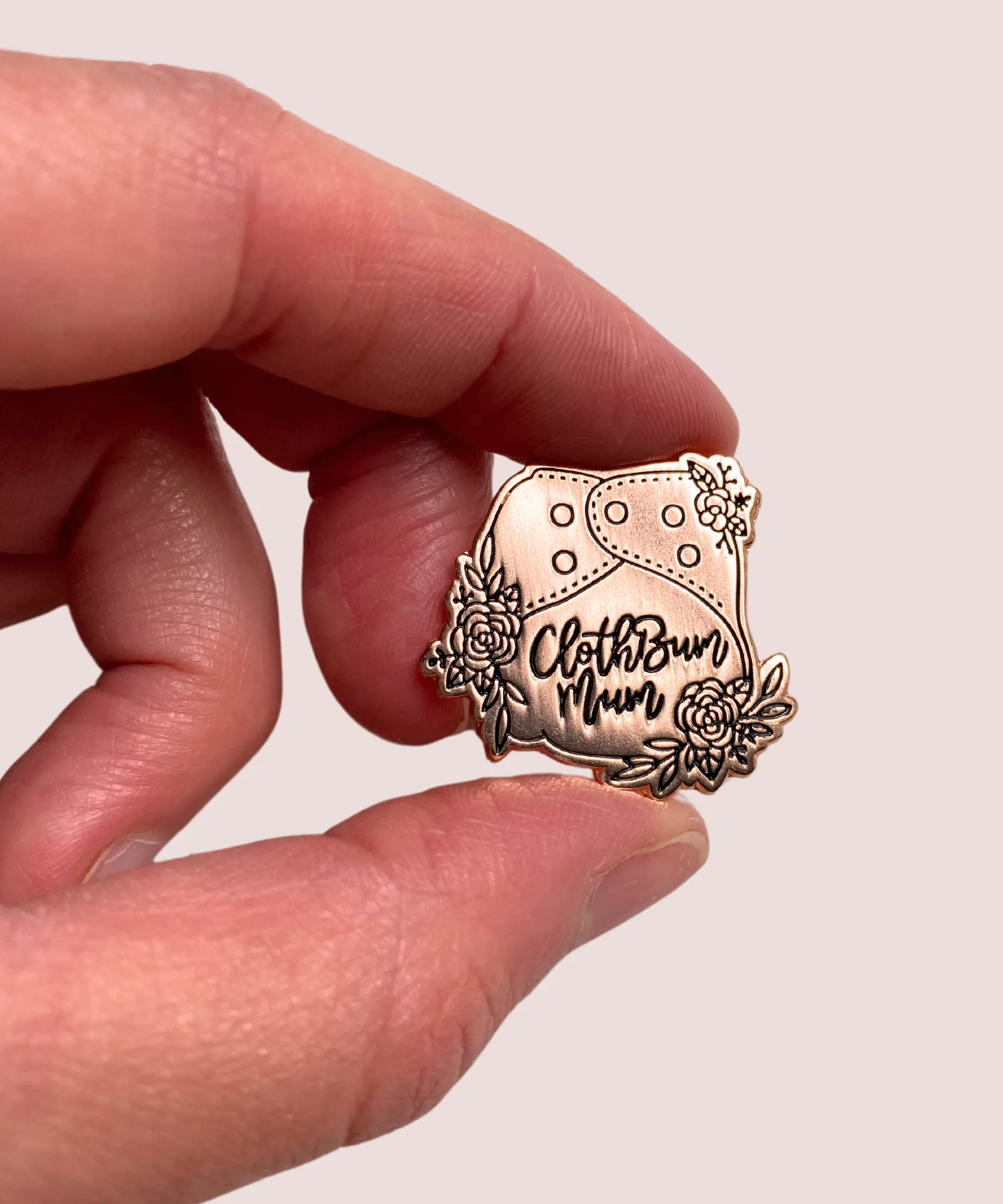Cloth Bum Mum - Rose Gold Pin Badge