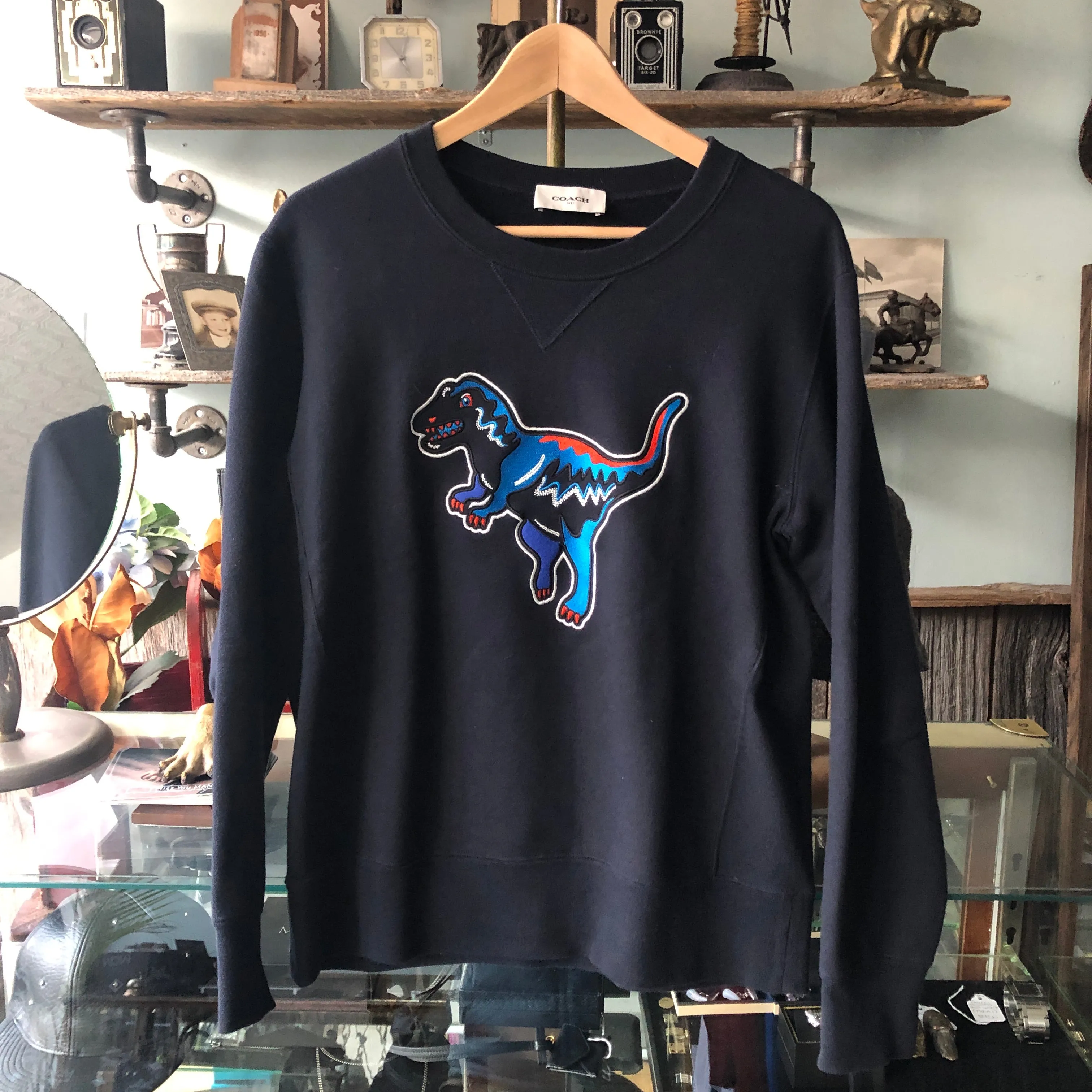 Coach Navy Dinosaur Graphic Crewneck Sweater - S