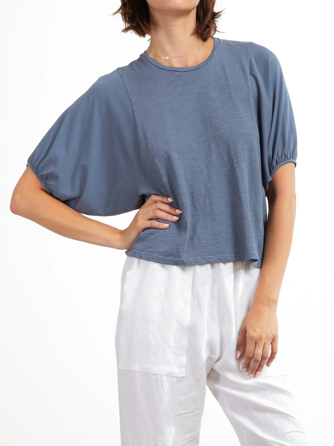 Colby Tee in Supima Slub - Denim