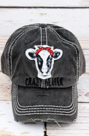 Crazy Heifer Distressed Baseball Cap