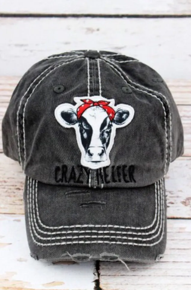 Crazy Heifer Distressed Baseball Cap