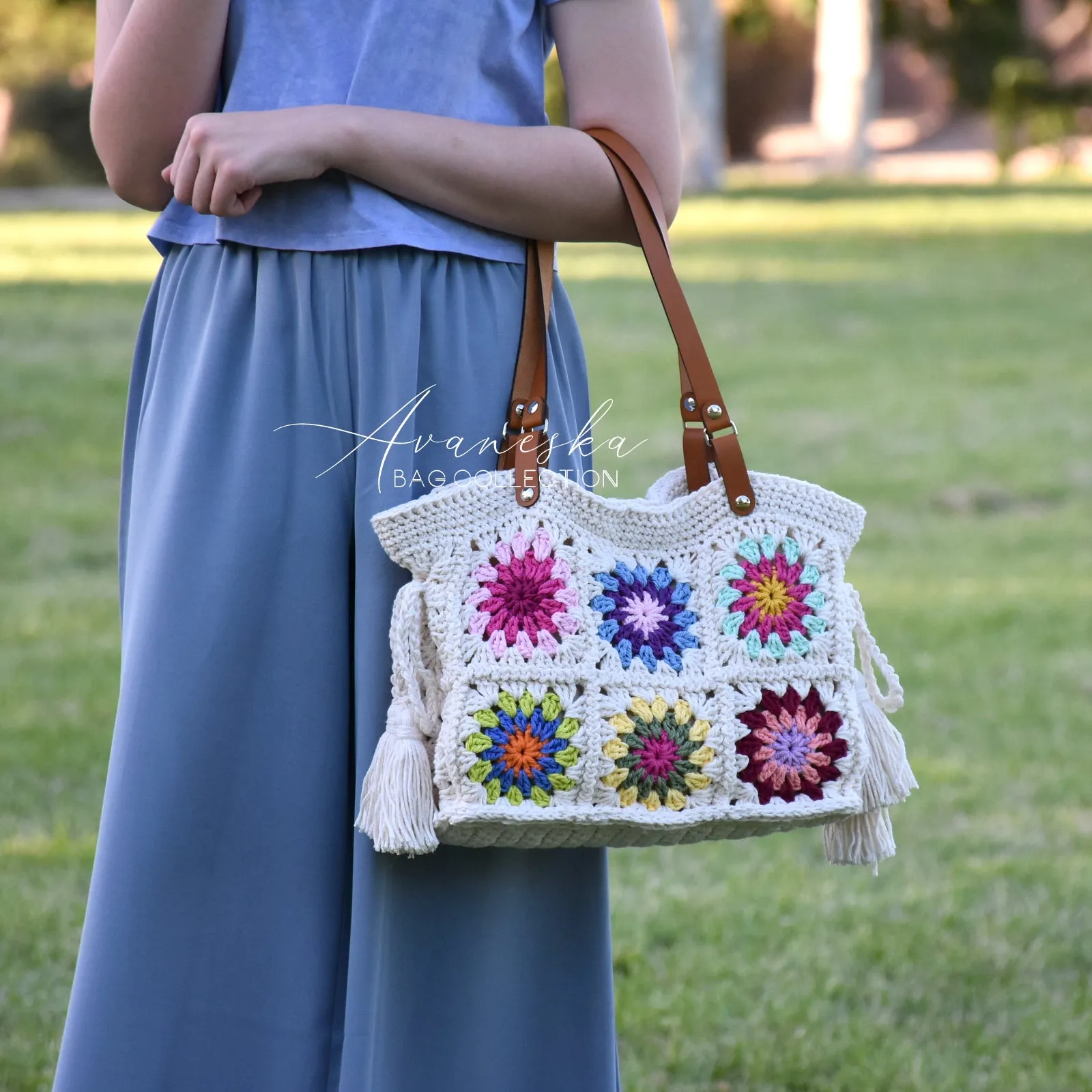 Crochet Granny Squares Shoulder Bag | BLANCHE