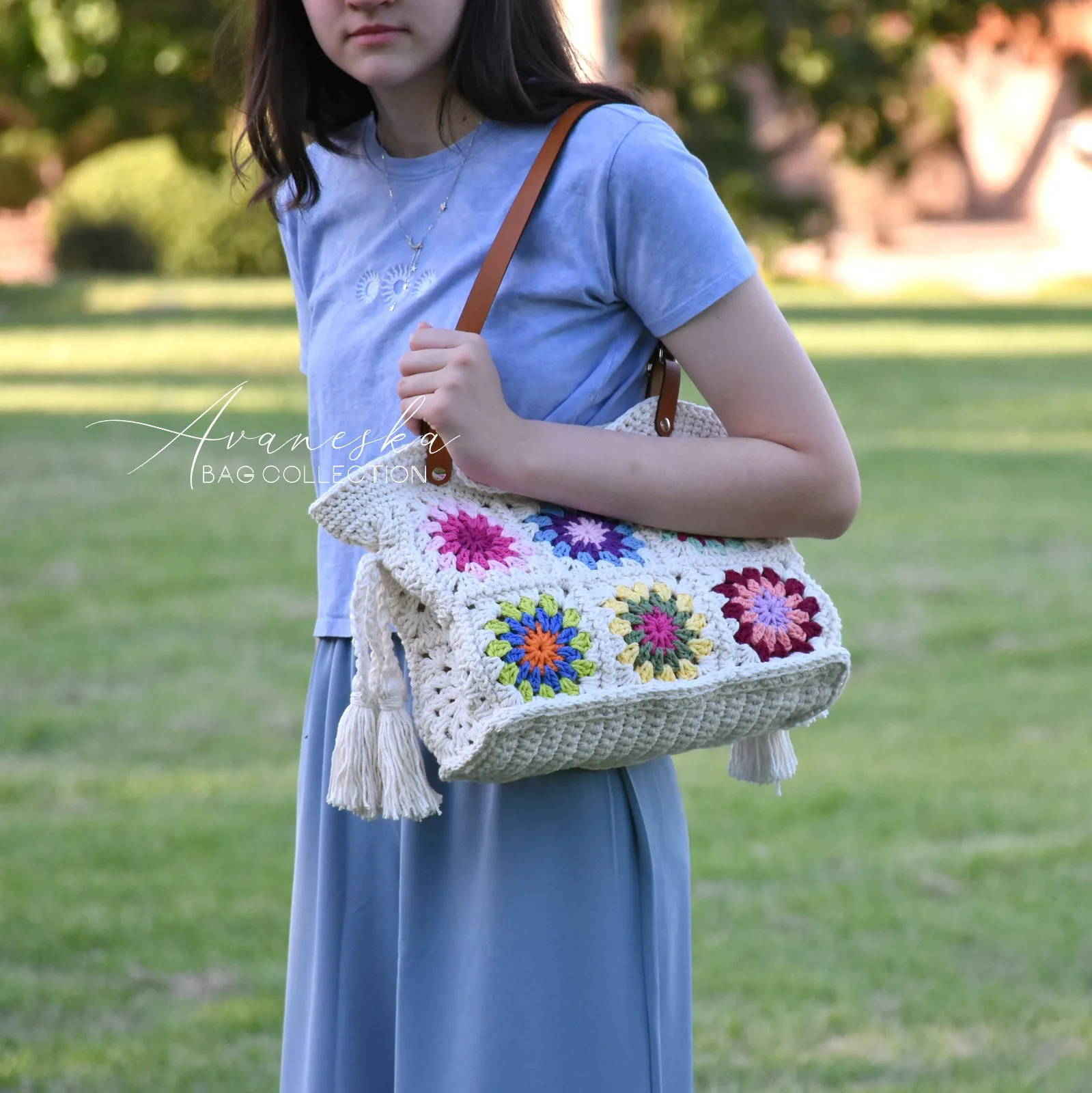 Crochet Granny Squares Shoulder Bag | BLANCHE