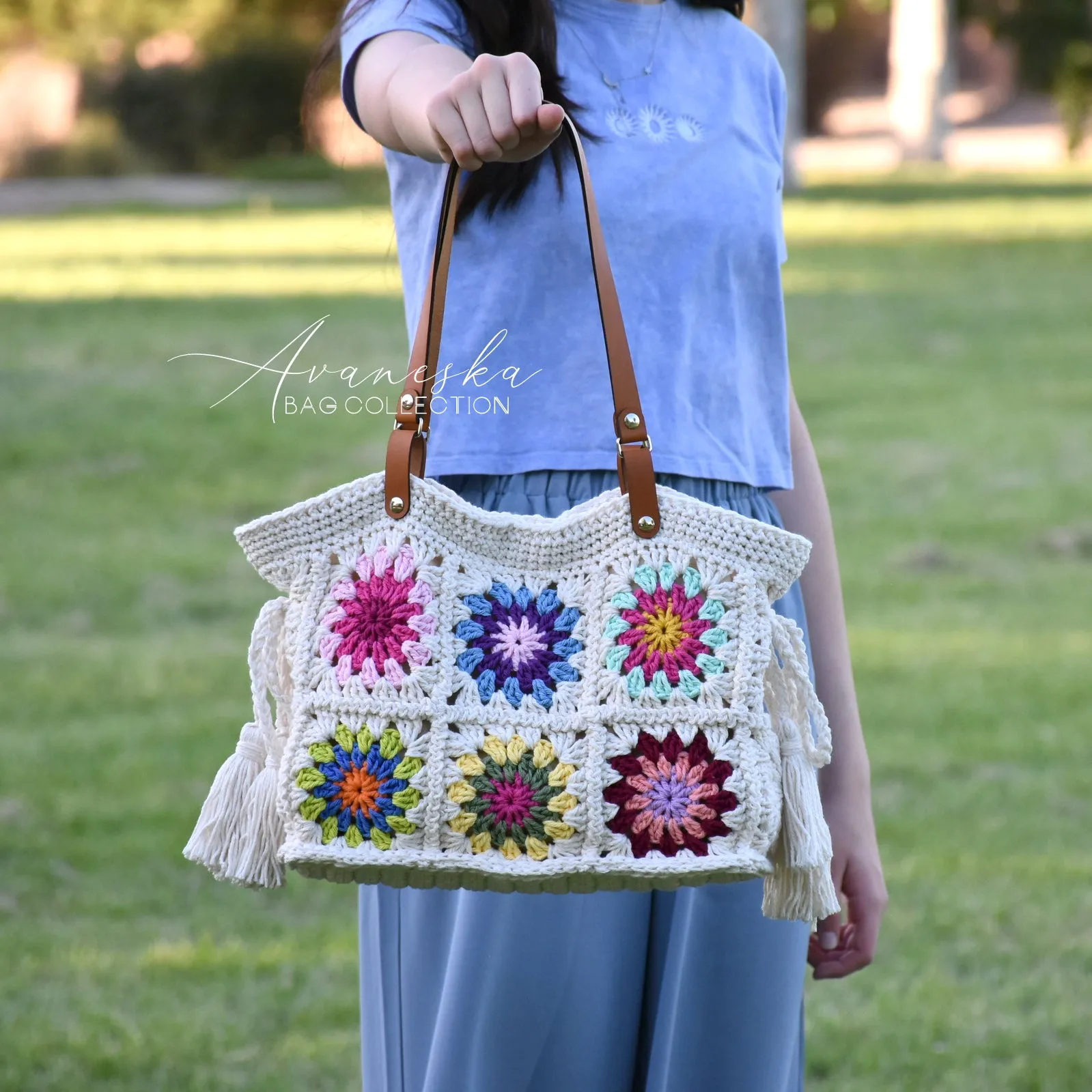 Crochet Granny Squares Shoulder Bag | BLANCHE