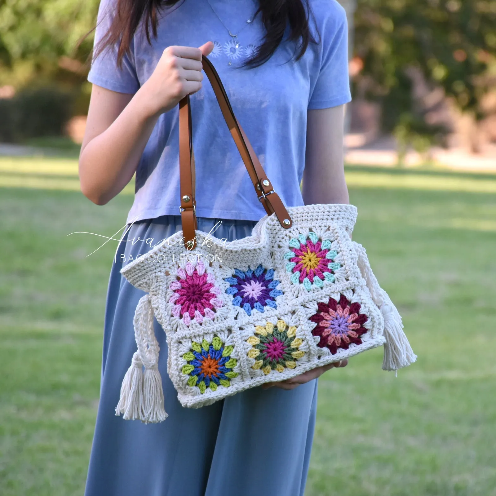 Crochet Granny Squares Shoulder Bag | BLANCHE