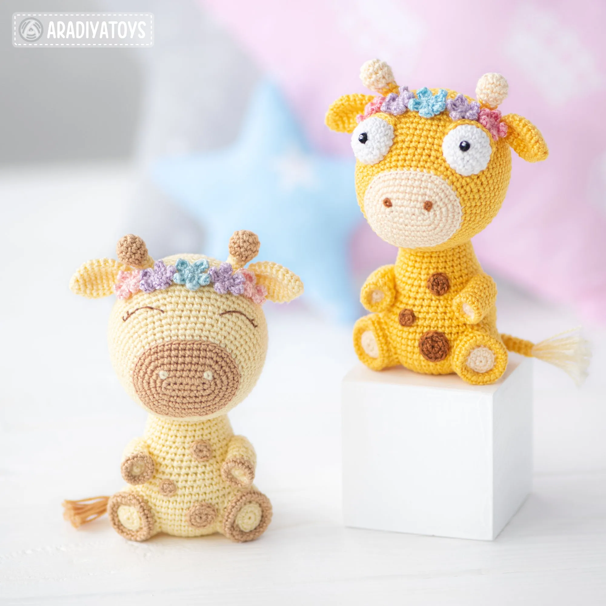 Crochet Pattern of Giraffe Ellie from "AradiyaToys Design" (Amigurumi tutorial PDF file) / cute giraffe crochet pattern by AradiyaToys