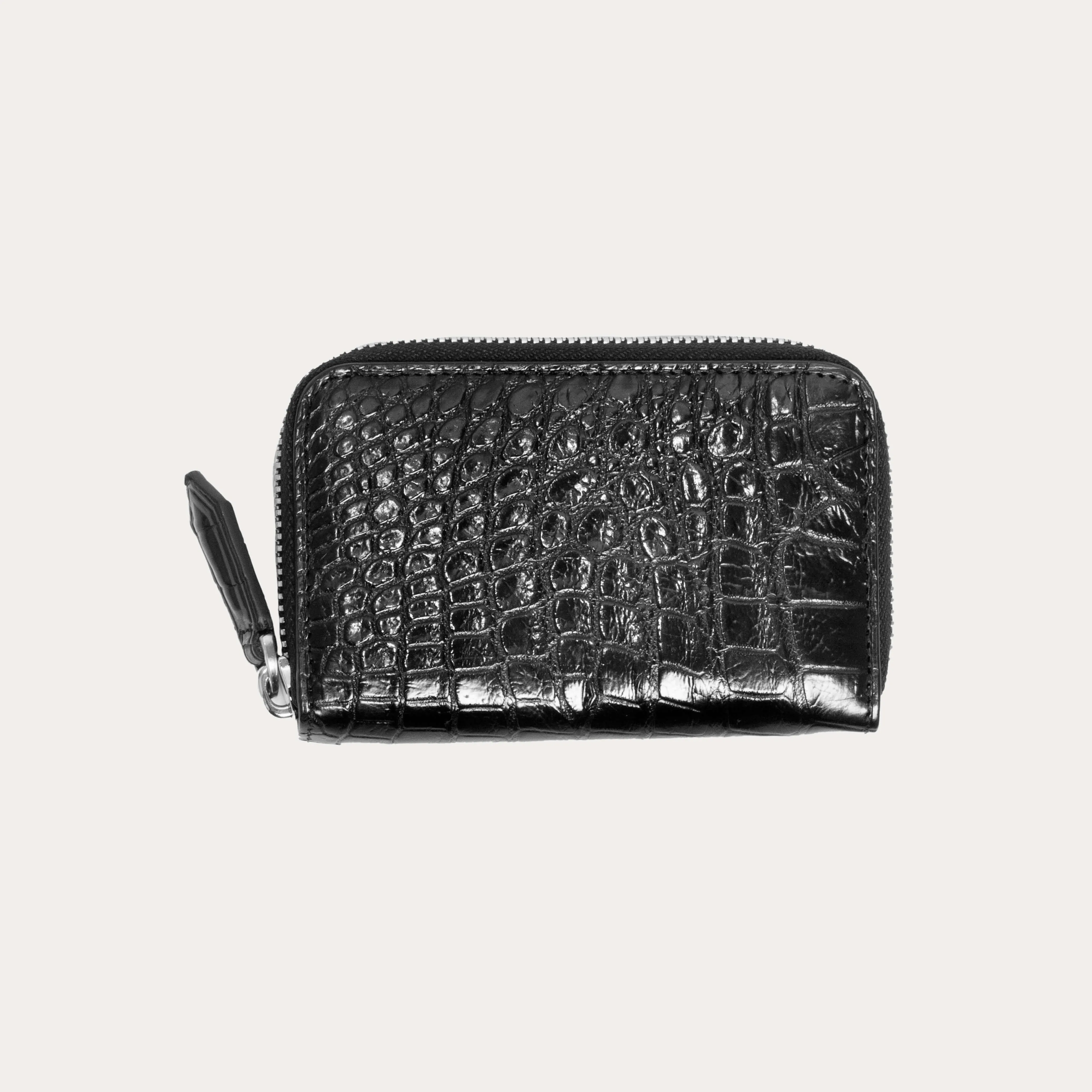 Crocodile Shiny Leather Zipper Wallet